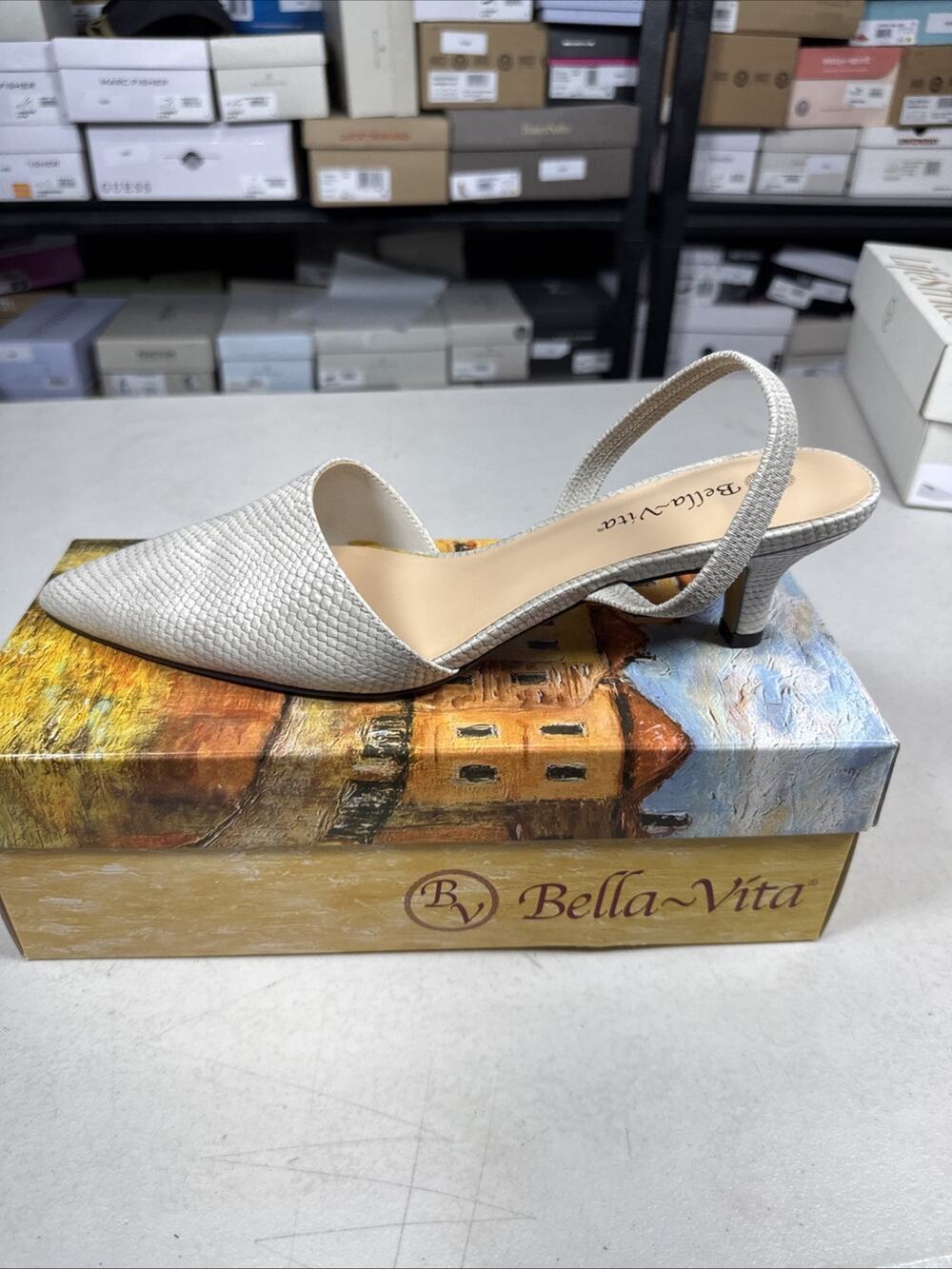 Women 12 Bella Vita Bella Vita Sarah II Slingback Dress Shoe Shoe, Natural Snake